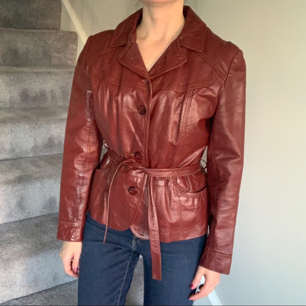 Vintage, Lined Wilsons Burgundy Leather Jacket